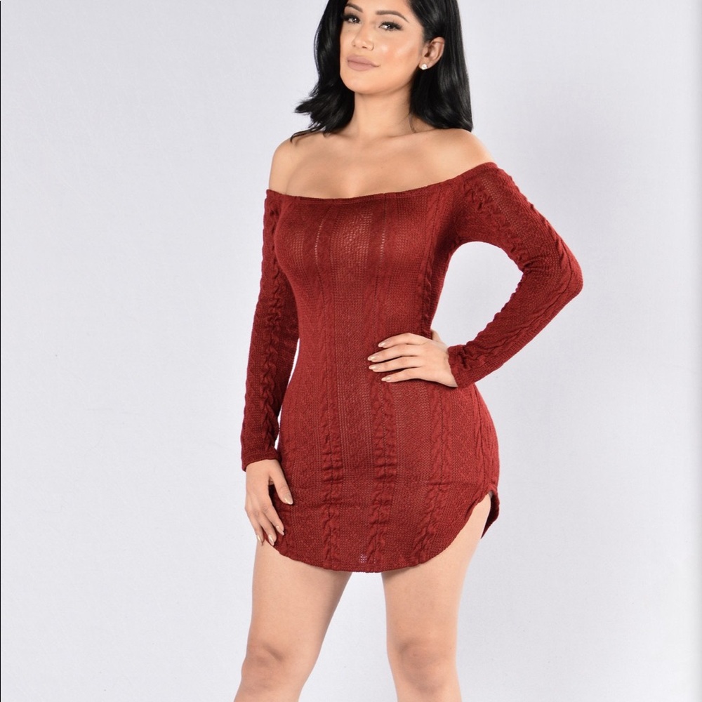 Rusty red sweater dress